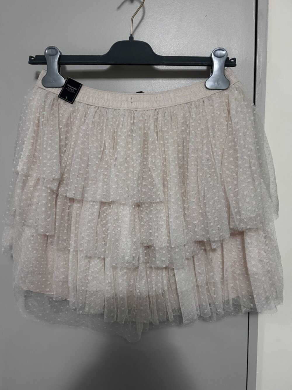 Abercrombie & Fitch Cream Tulle Tiered Mini Skirt Womens Size S New With Tags